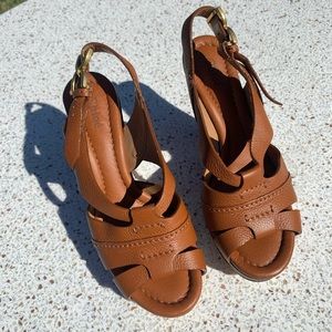 NIB Authentic Chloe Leather Cork Wedge Sandals